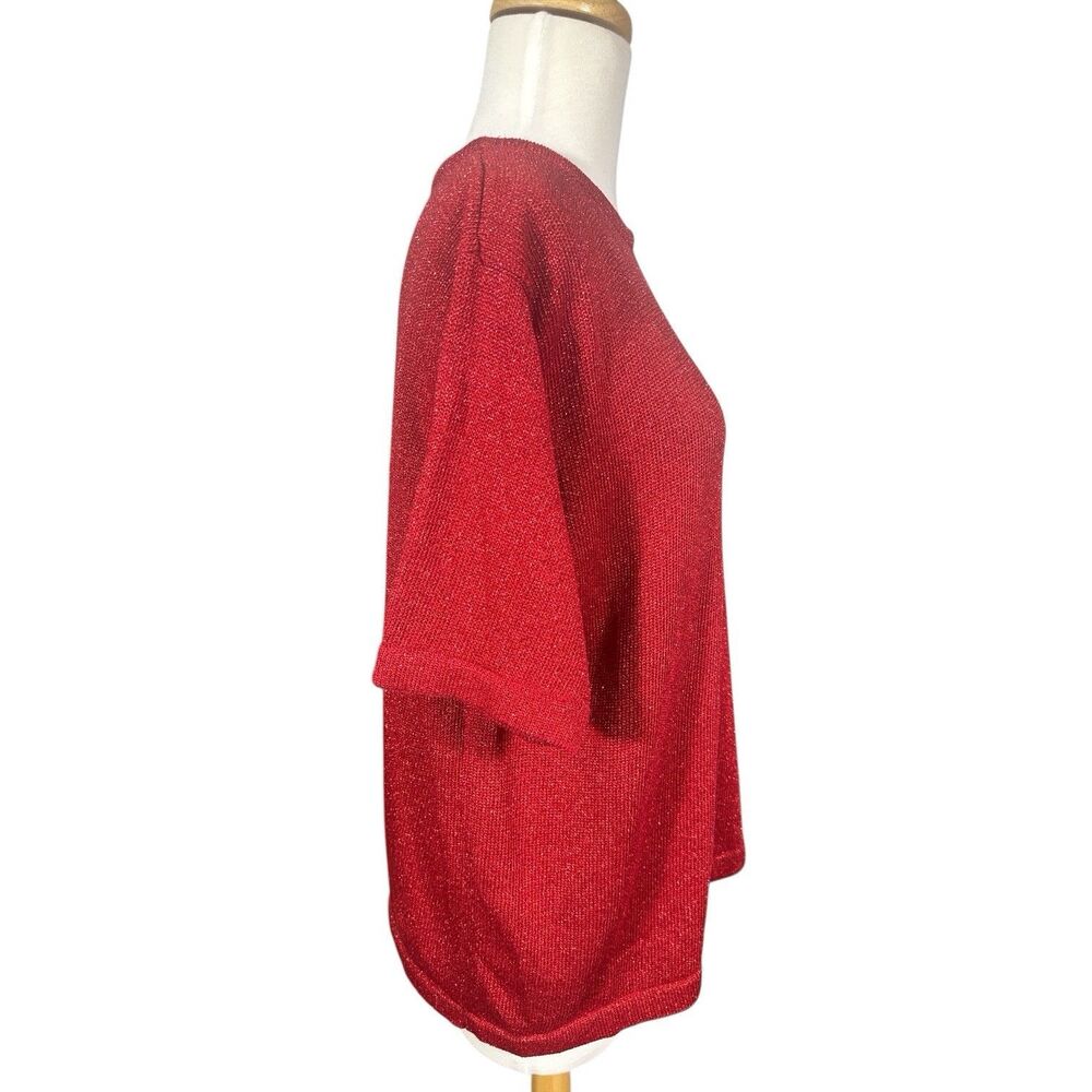 Westbound Shimmer Holiday Red Knit Top - Picture 5 of 5